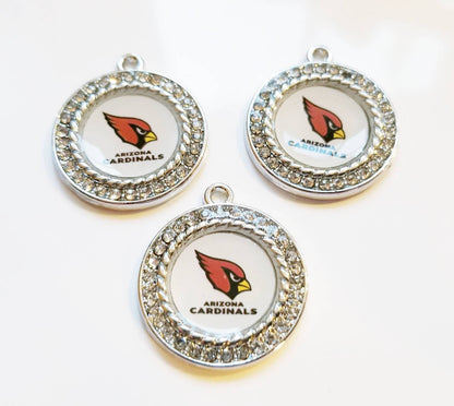 Arizona Cardinals NFL Football Charms.  Sports Team Charms in  2.5cm. Rhinestone Charms