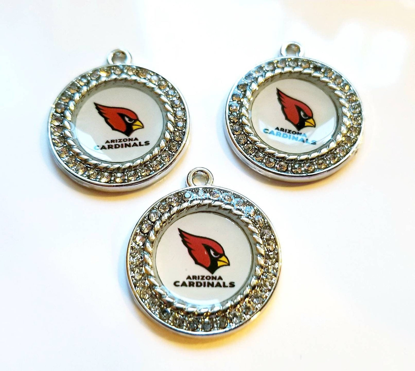 Arizona Cardinals NFL Football Charms.  Sports Team Charms in  2.5cm. Rhinestone Charms