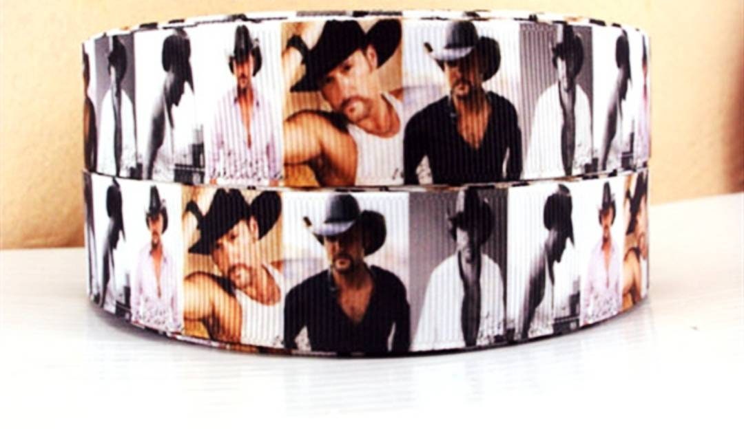 9 yards in stock - 1" Tim McGraw Country Singer grosgrain ribbon