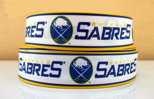 7/8" Buffalo Sabres  Hockey Grosgrain Ribbon. Sports Ribbon