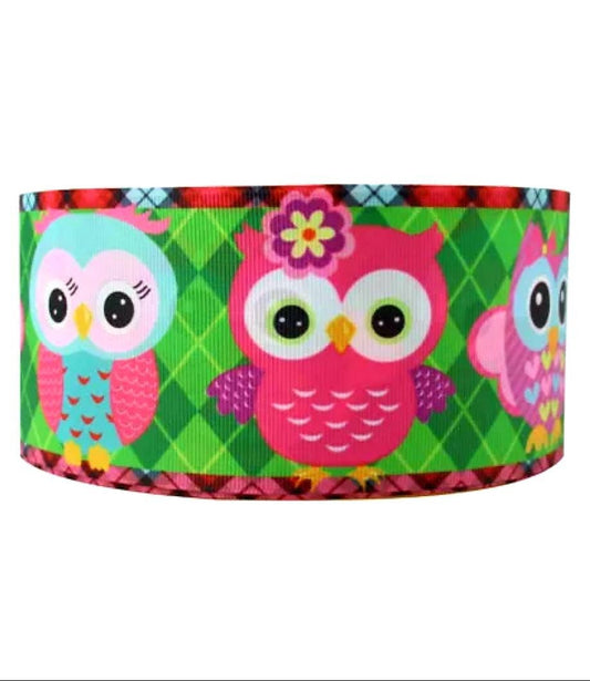 7/8'' Owl Ribbon. Cute Adorable Bright Owls. Girl and Boy Owl Ribbon. Nursery Ribbon. Baby shower ribbon