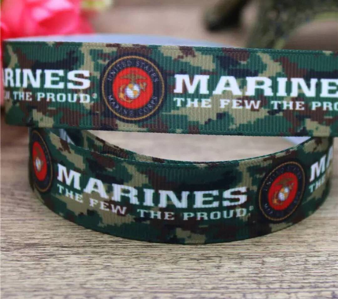 7/8" Marines Ribbon. Mariners The Few and  Proud