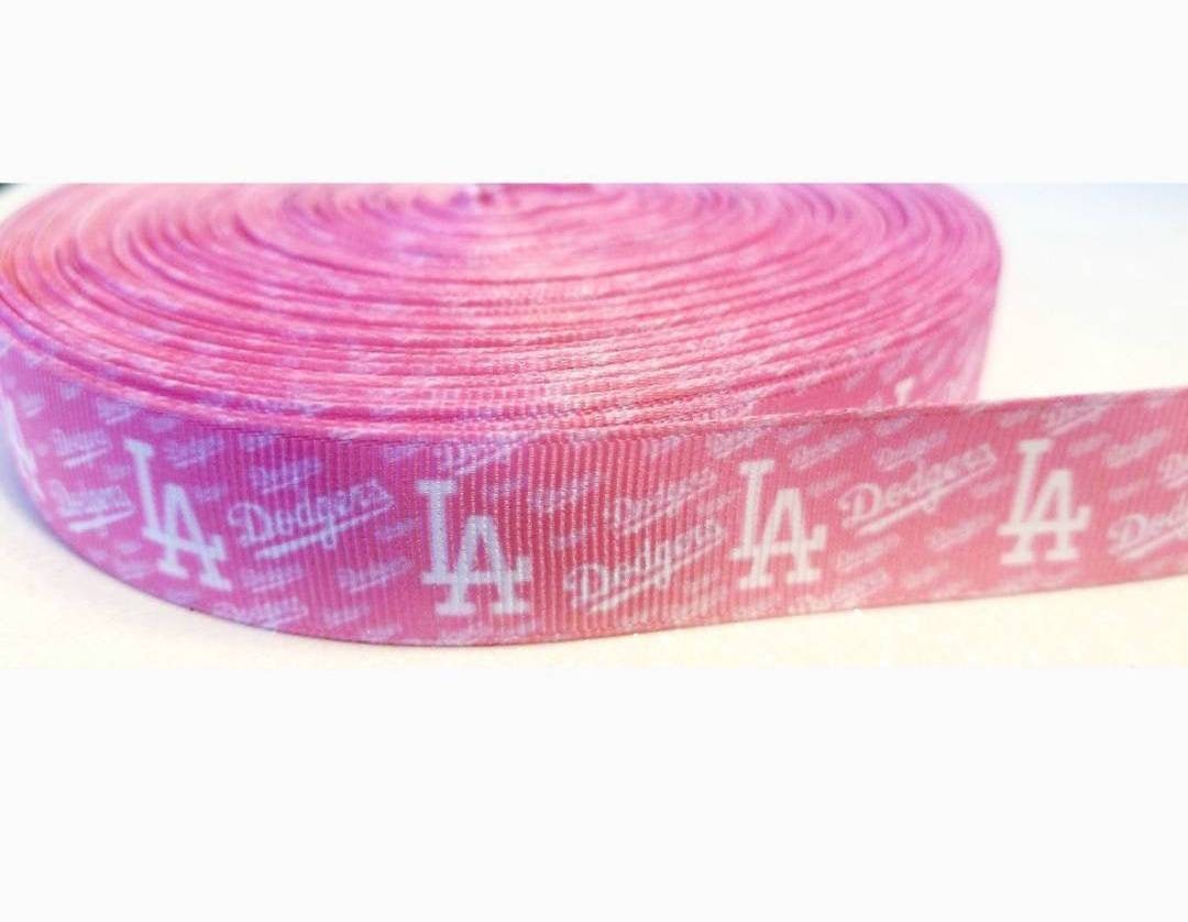 5/8" Pink Los Angeles Dodgers Grosgrain Ribbon. Go Dodger Blue