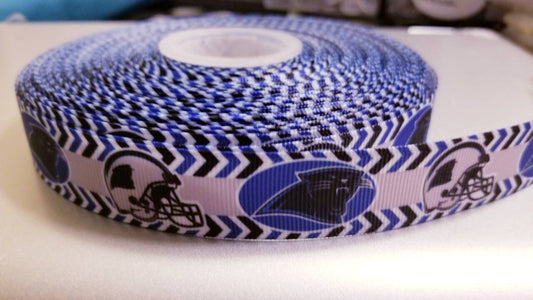 7/8'' Carolina Panthers Football Ribbon. NFL  Sports Teams Grosgrain Ribbon.