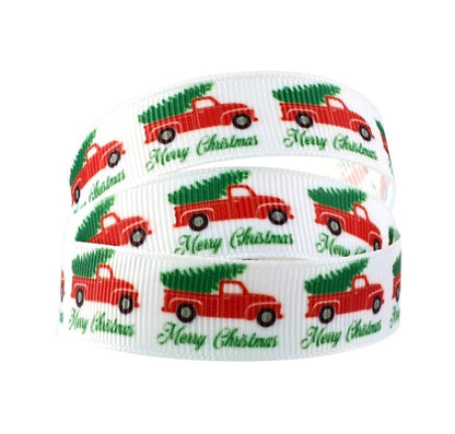 7/8" Christmas Truck Merry Christmas Tree Holiday Ribbon