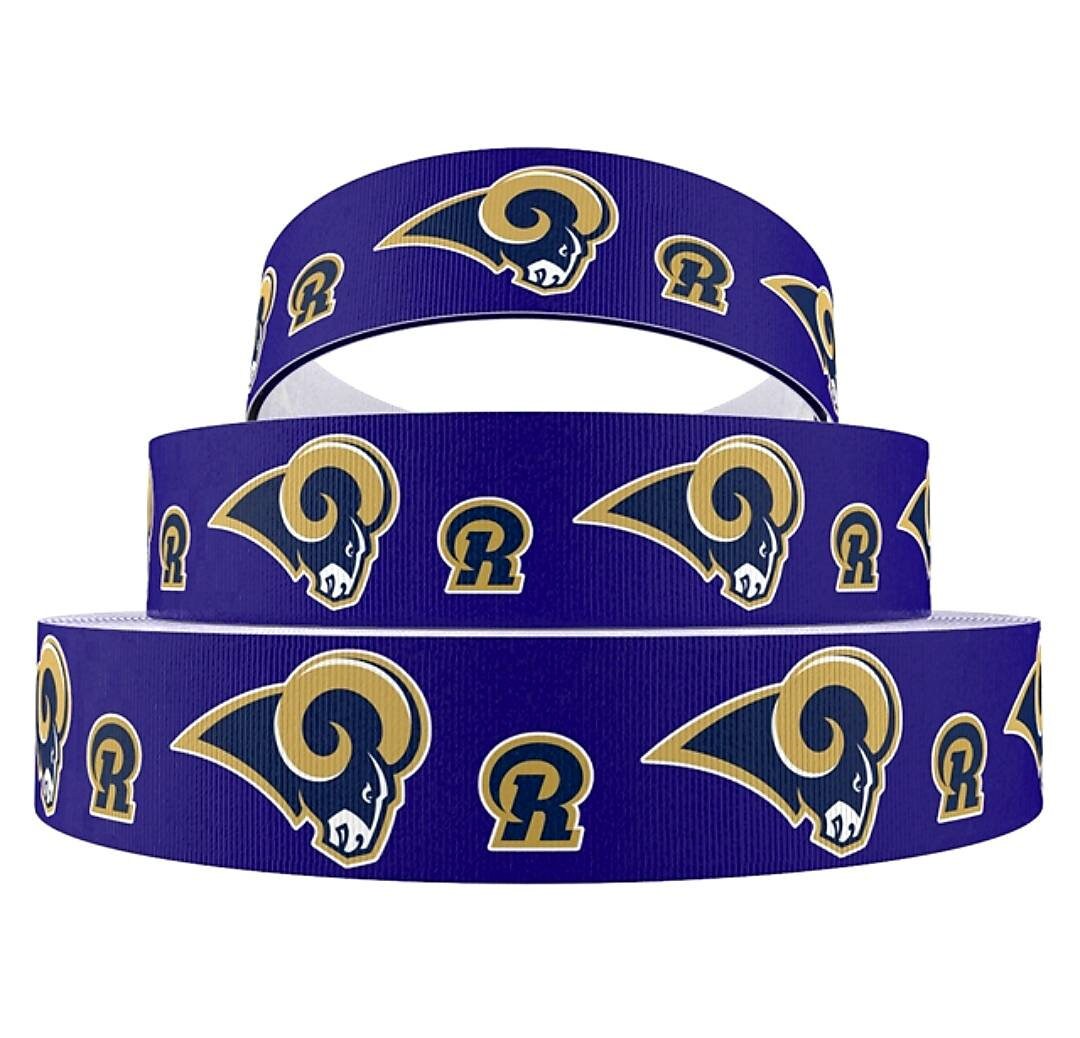 5/8" Los Angeles Rams Grosgrain Ribbon. NFL Football Sports Team Ribbon. Rams Ribbon