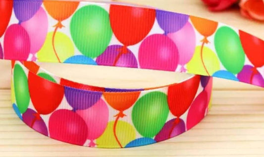 7/8" Balloons Ribbon.Happy Birthday grosgrain ribbon. Birthday Balloons Ribbon