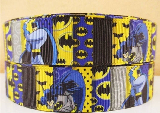 1" Batman Grosgrain Ribbon- Batman Cartoon Ribbon Super Heros Ribbon by the Yard-Craft Ribbon-Bow Ribbon one inch wide Ribbon