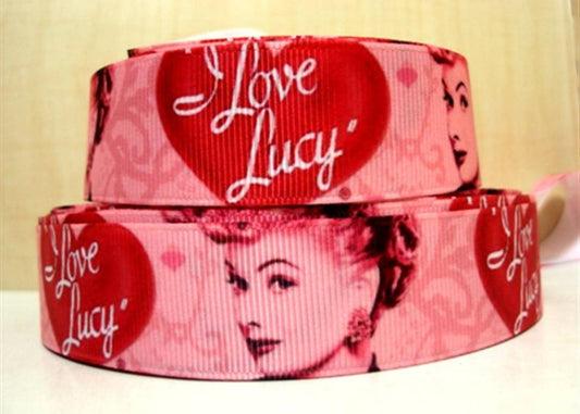 7/8" I Love Lucy Grosgrain ribbon. Classic TV Series. Classic Comedy Series.  Lucy and Ricky