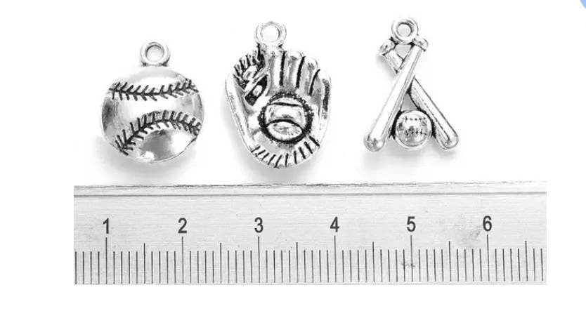 Baseball Jewelry Charms.  Alloy Metal