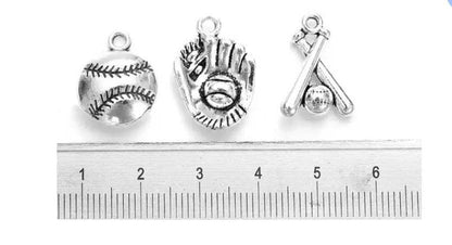 Baseball Jewelry Charms.  Alloy Metal