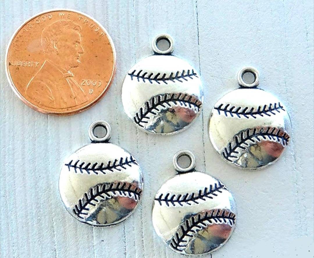 Baseball Jewelry Charms.  Alloy Metal