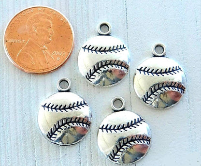 Baseball Jewelry Charms.  Alloy Metal