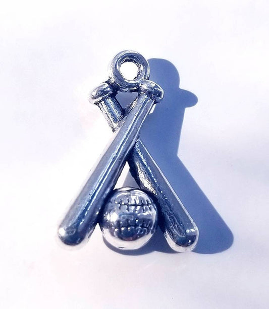 Baseball Bats and Ball Jewelry Charms.  Alloy Metal