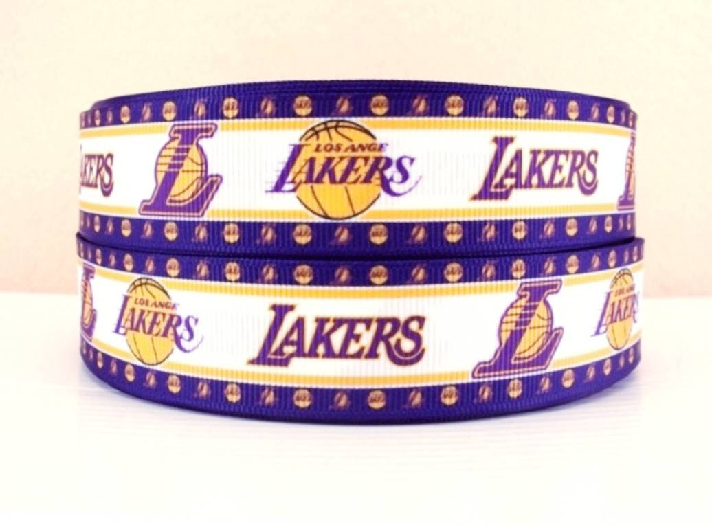 7/8" Los Angeles Lakers Basketball Grosgrain Ribbon  Sports Team Ribbon NBA Ribbon