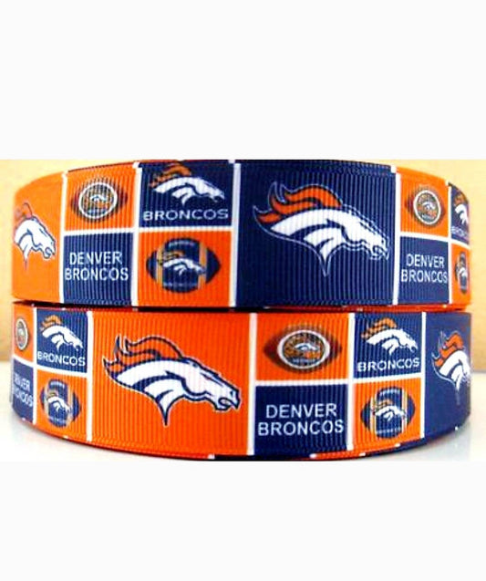 5/8" and 7/8" Denver Broncos Grosgrain Ribbon. NFL Football Sports Ribbon.