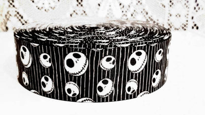 1.5" Jack Skellington Grosgrain Ribbon. Halloween Nightmare Before Christmas Ribbon. Black and White Jack Skellington Ribbob