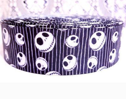 1.5" Jack Skellington Grosgrain Ribbon. Halloween Nightmare Before Christmas Ribbon. Black and White Jack Skellington Ribbob