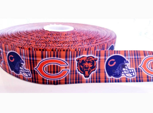 5/8" 7/8" 1.5" Chicago Bears Football Grosgrain Ribbon. Football Ribbon NFL Sports Ribbon