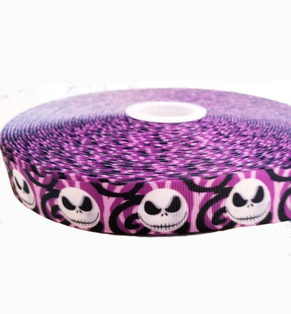 7/8" Jack Skellington Purple with slightly different background than our other Ribbon. Halloween Nightmare Before Christmas Ribbon.