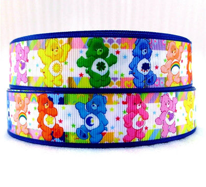 7/8" Care Bears Grosgrain Ribbon. Bright Colors Ribbon