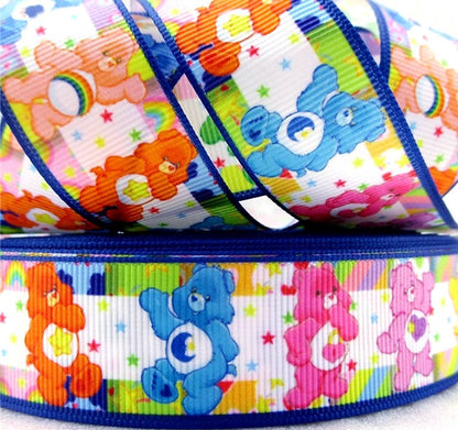 7/8" Care Bears Grosgrain Ribbon. Bright Colors Ribbon