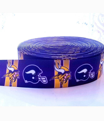 1.5" Minnesota Vikings Grosgrain Ribbon. NFL Football Sports Ribbon.