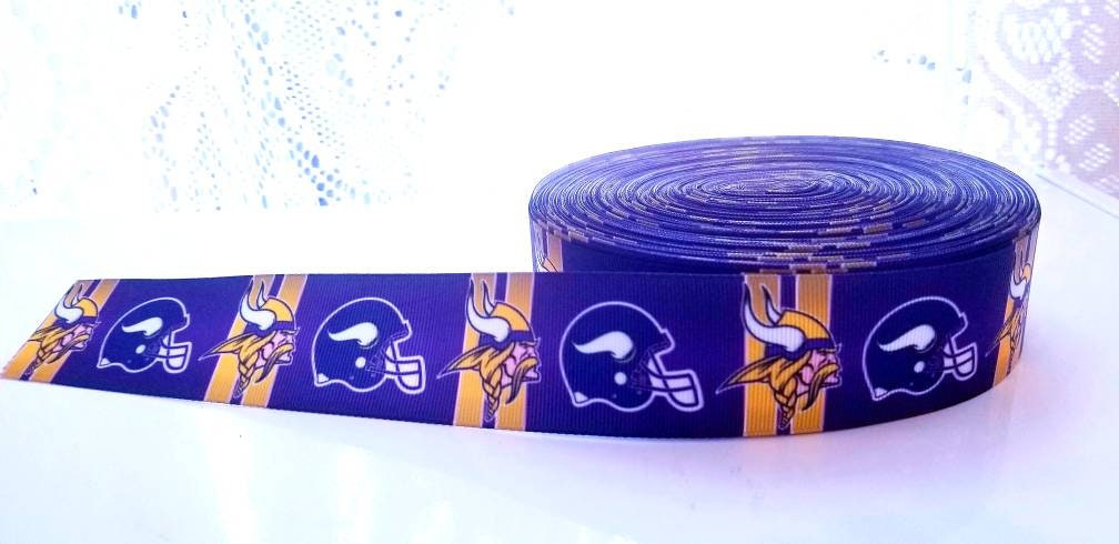 1.5" Minnesota Vikings Grosgrain Ribbon. NFL Football Sports Ribbon.