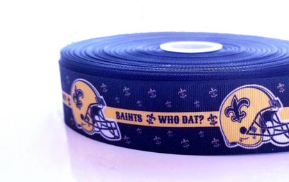 5/8" 7/8" New Orleans Saints Grosgrain Ribbon. This popular style comes in 5/8" 7/8" and 1.5"  Football Ribbon NFL Sports Ribbon