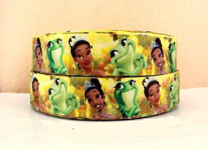 1" The Princess and the Frog. Princess Tiana Grosgrain Ribbon. Kiss a Frog