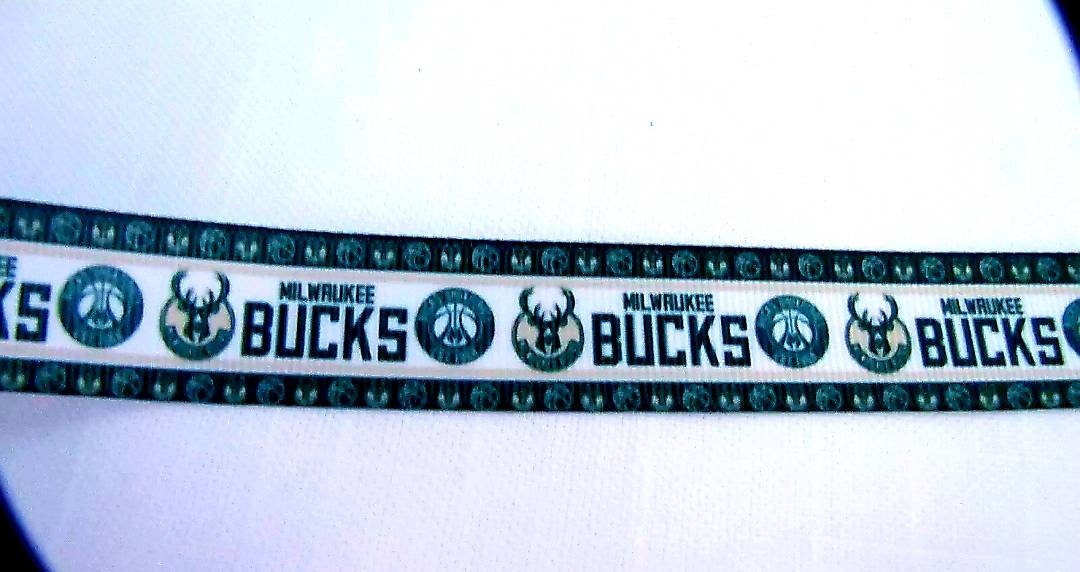 7/8" Milwaukee Bucks Basketball Grosgrain Ribbon  Sports Team Ribbon NBA Ribbon