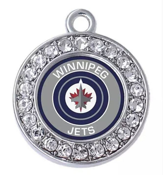 Winnipeg Jets Hockey Charms. NHL Professional Hockey Team.Sports Team Charms  2cm. Rhinestone Charms Jewelry