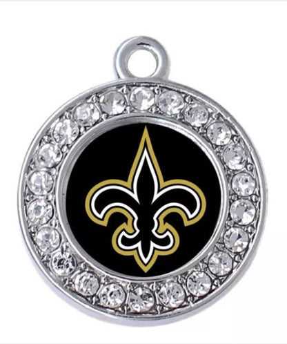 New Orleans Saints NFL Football Charms.  Sports Team Charms in small 2cm and Large 2.5 cm Rhinestone Charms