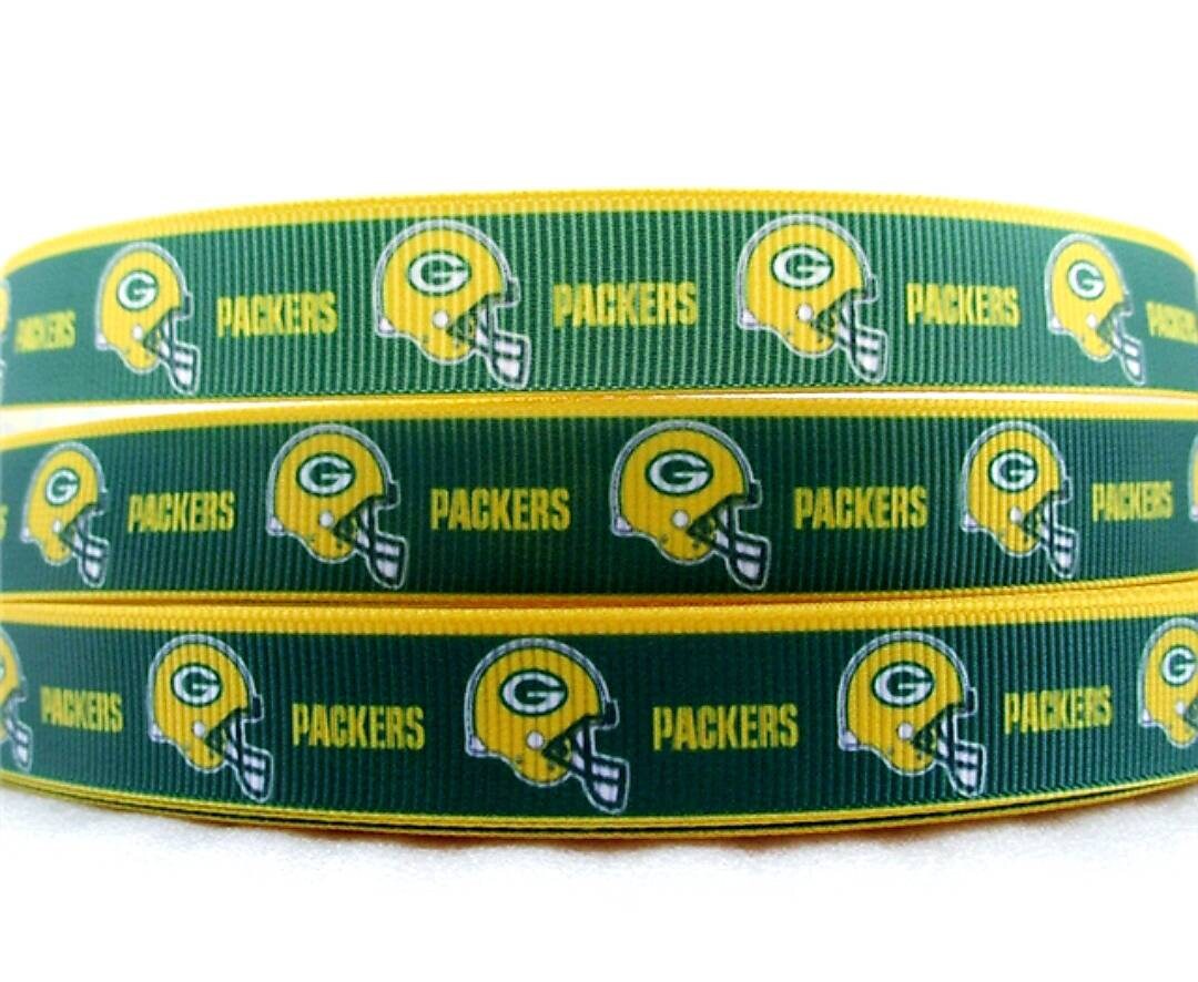 5/8" Green Bay Packers  Grosgrain Ribbon. NFL Football Sports Ribbon.