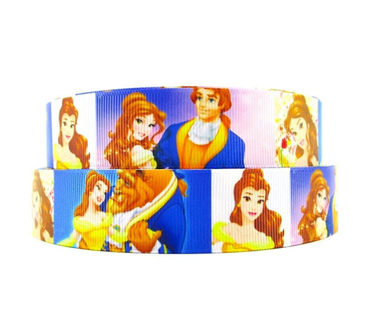 1" Beauty and The Beast Grosgrain Ribbon. Princess Bell and the Prince