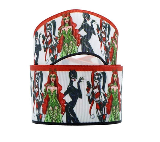 7/8" Harley Quinn Cat Women, Poison Ivy Grosgrain ribbon. Suicide Squad. Mean Girls, The Joker Ribbon