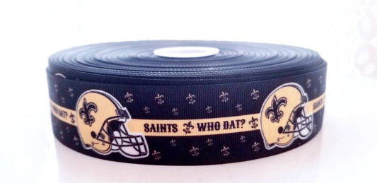 5/8" 7/8" New Orleans Saints Grosgrain Ribbon. This popular style comes in 5/8" 7/8" and 1.5"  Football Ribbon NFL Sports Ribbon