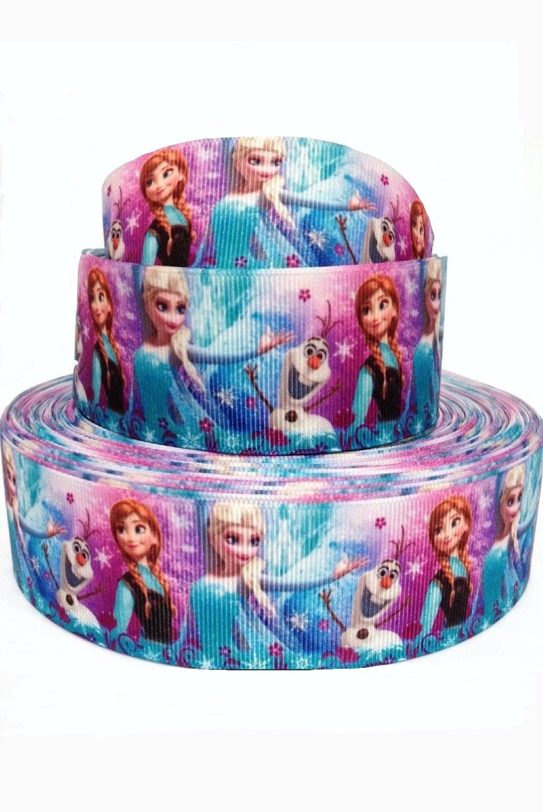 7/8" Frozen Elsa, Anna and Olaf Grosgrain Ribbon.