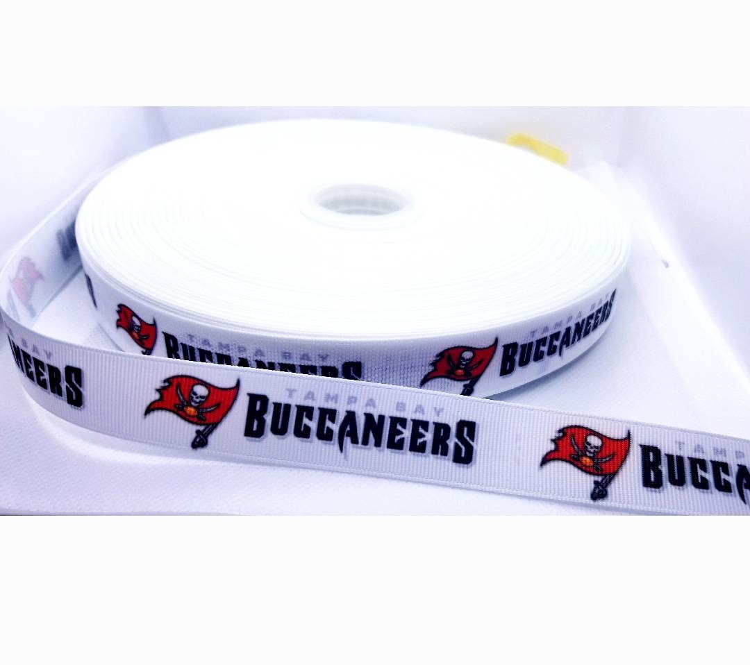 7/8" Tampa Bay Buccaneers Football Ribbon. Football Grosgrain Ribbon Sports Team Ribbon
