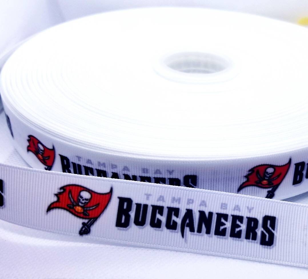 7/8" Tampa Bay Buccaneers Football Ribbon. Football Grosgrain Ribbon Sports Team Ribbon
