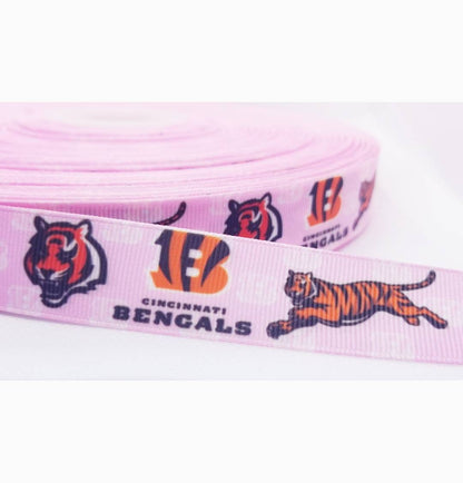 7/8" Pink Cincinnati Bengals Grosgrain Ribbon. Football Ribbon NFL Sports Girl Power Pink Sports Ribbon