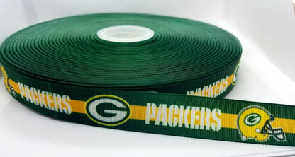 7/8" Green Bay Packers Grosgrain Ribbon. NFL Football Sports Ribbon. Packers Fan