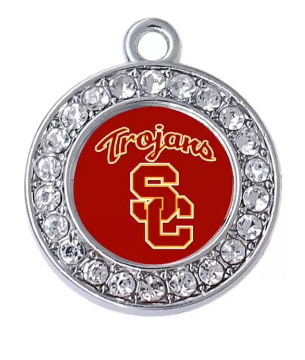 USC Trojans Football Team Charms College Football Charms. Sports Team Charms 2.5cm. Rhinestone Charms Football Jewelry