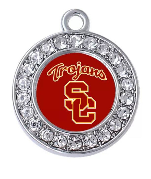 USC Trojans Football Team Charms College Football Charms. Sports Team Charms 2.5cm. Rhinestone Charms Football Jewelry