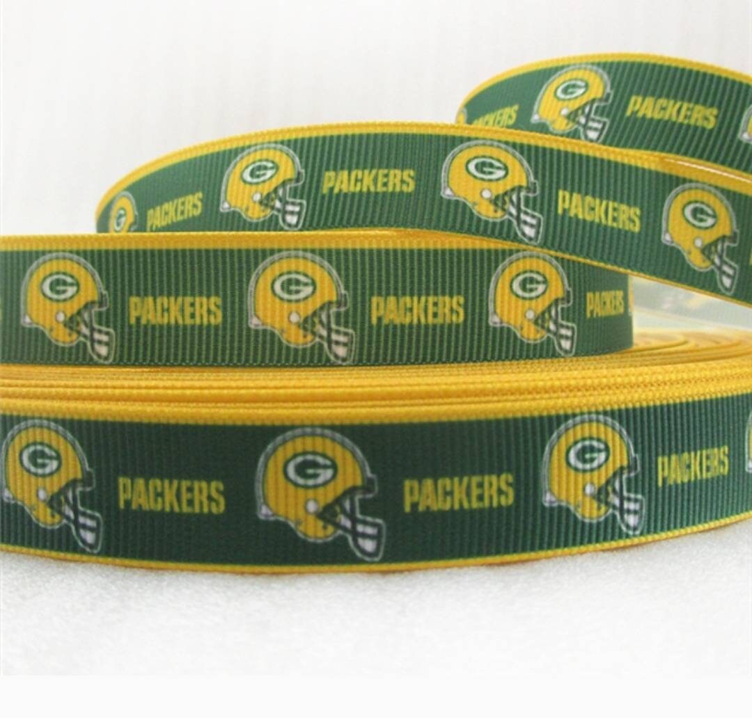 5/8" Green Bay Packers  Grosgrain Ribbon. NFL Football Sports Ribbon.