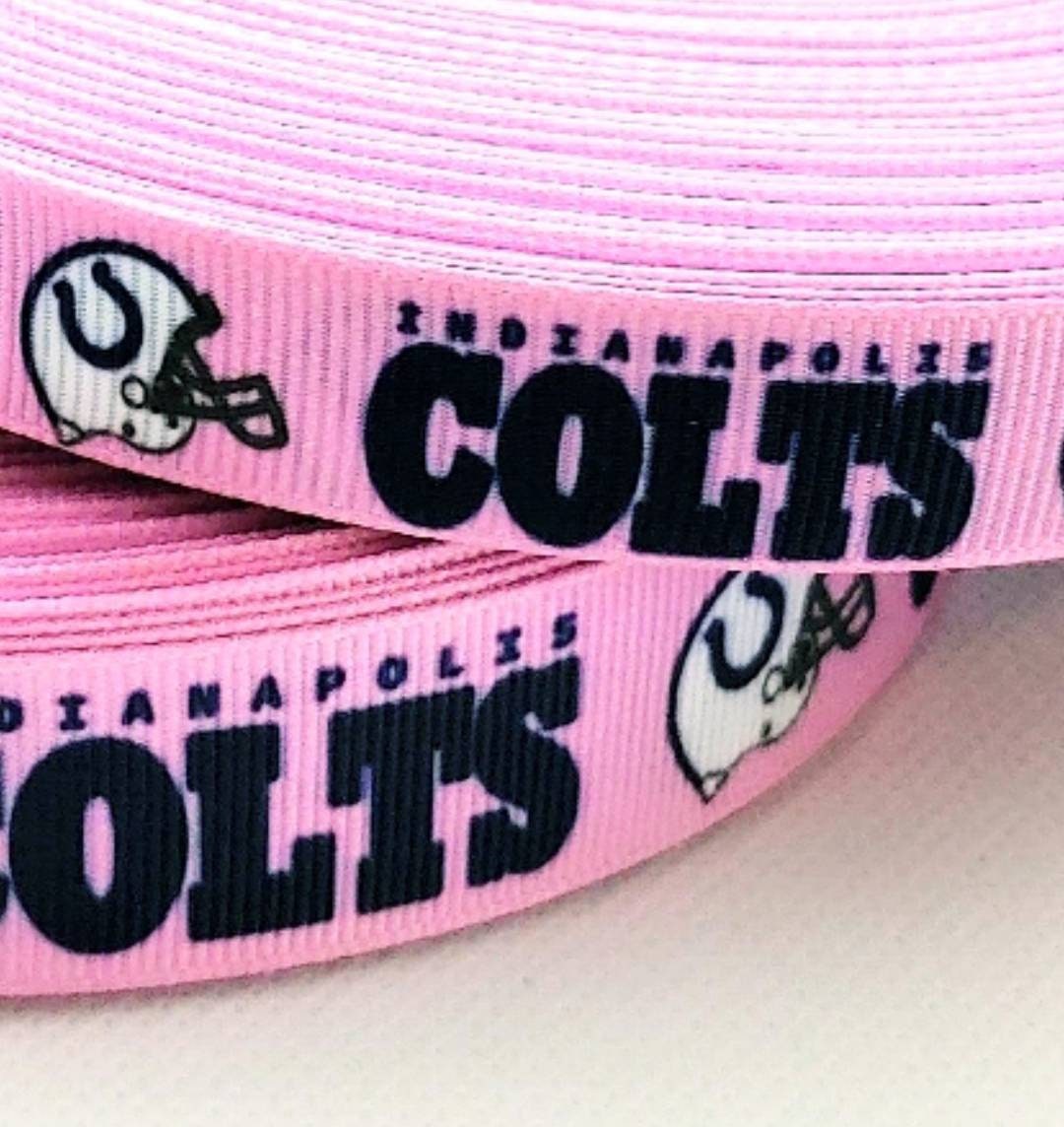 5/8" and 7/8" Pink Indianapolis Colts Grosgrain Ribbon. Pink Sports NFL Football Ribbon Sports Ribbon.