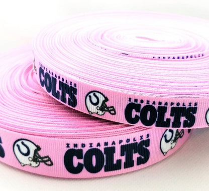 5/8" and 7/8" Pink Indianapolis Colts Grosgrain Ribbon. Pink Sports NFL Football Ribbon Sports Ribbon.