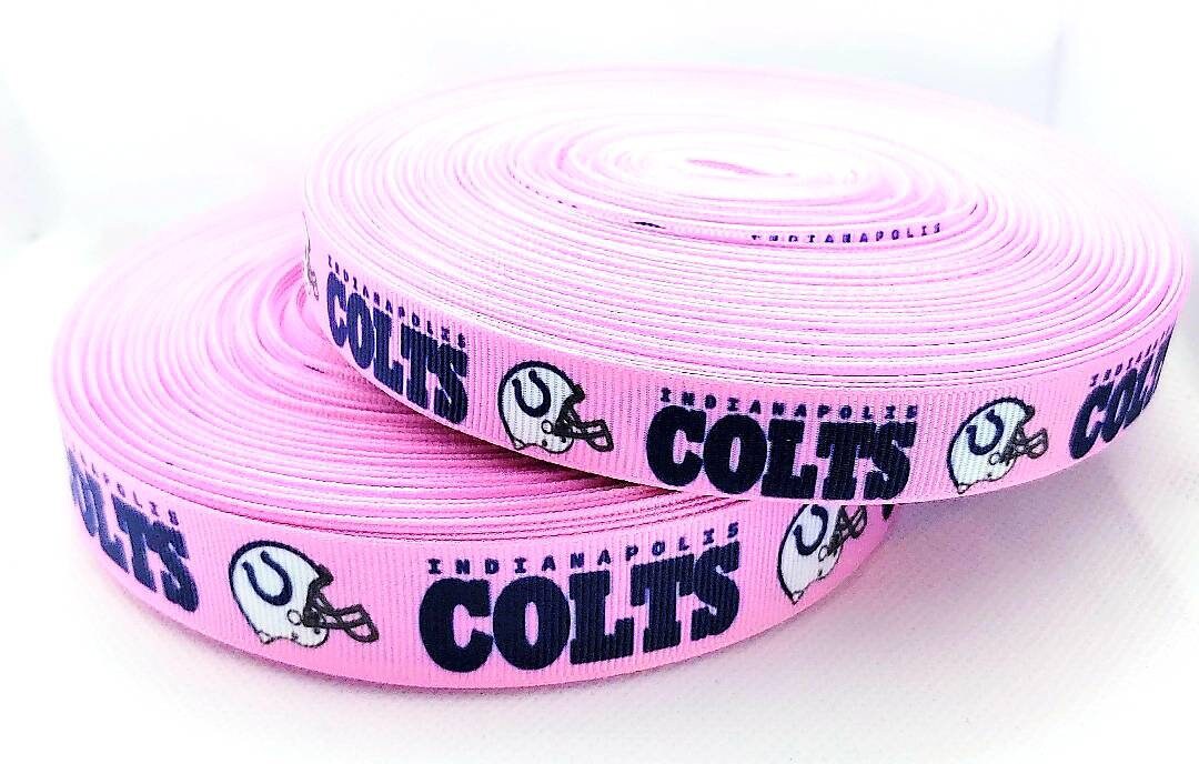 5/8" and 7/8" Pink Indianapolis Colts Grosgrain Ribbon. Pink Sports NFL Football Ribbon Sports Ribbon.