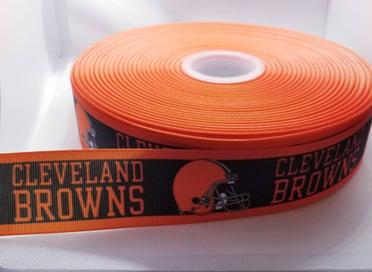 7/8"& 1.5" Cleveland Browns Grosgrain Ribbon. Brown Ribbon Football Ribbon NFL Sports Ribbon