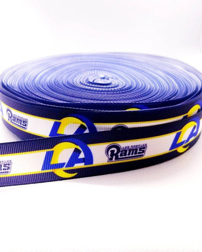 7/8" & 1.5" Los Angeles Rams Grosgrain Ribbon. NFL Football Sports Team Ribbon Gold Los Angeles Rams